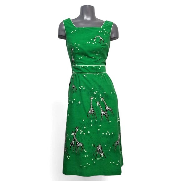 Vintage 1970s Jenny Giraffe Novelty Print Fit & Flare Midi Dress - Picture 13 of 13